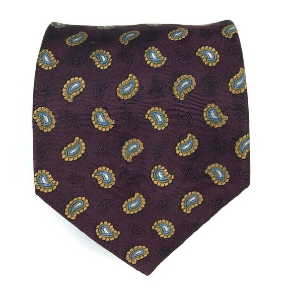 Jos. A. Bank Other - Jos A. Bank Men's Tie 100% Silk Handmade Purple Gold Paisley Elegant Necktie 60"